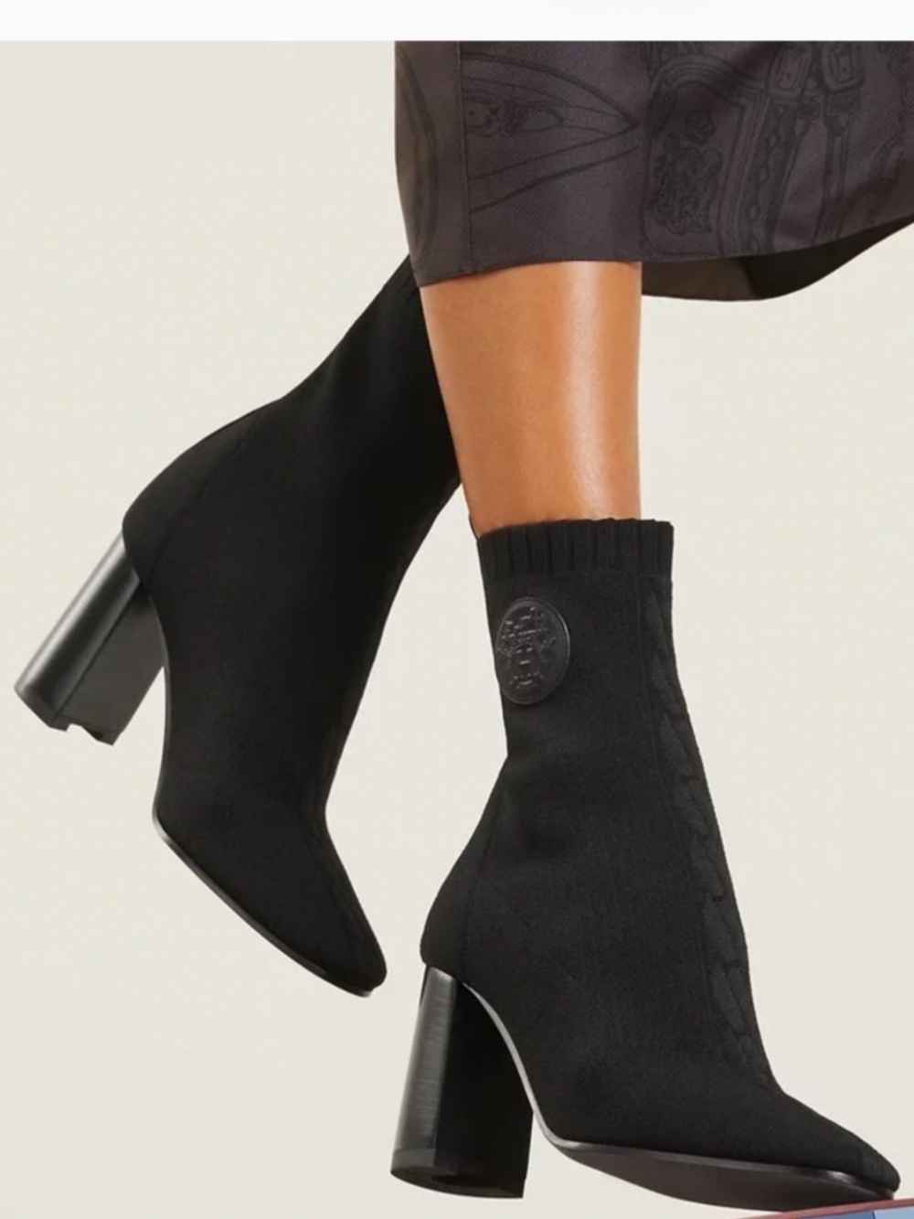HERMES JENNA 90 BLACK SHORT KNIT BOOTS SIZE 38.5 .